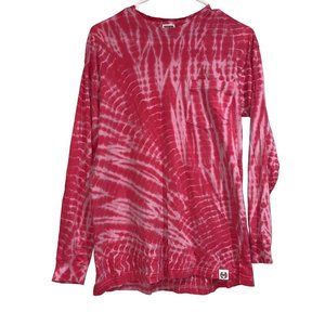 Victoria's Secret PINK Womens Bleach Dye Long Sleeve Tee Shirt XS Cotton Pink